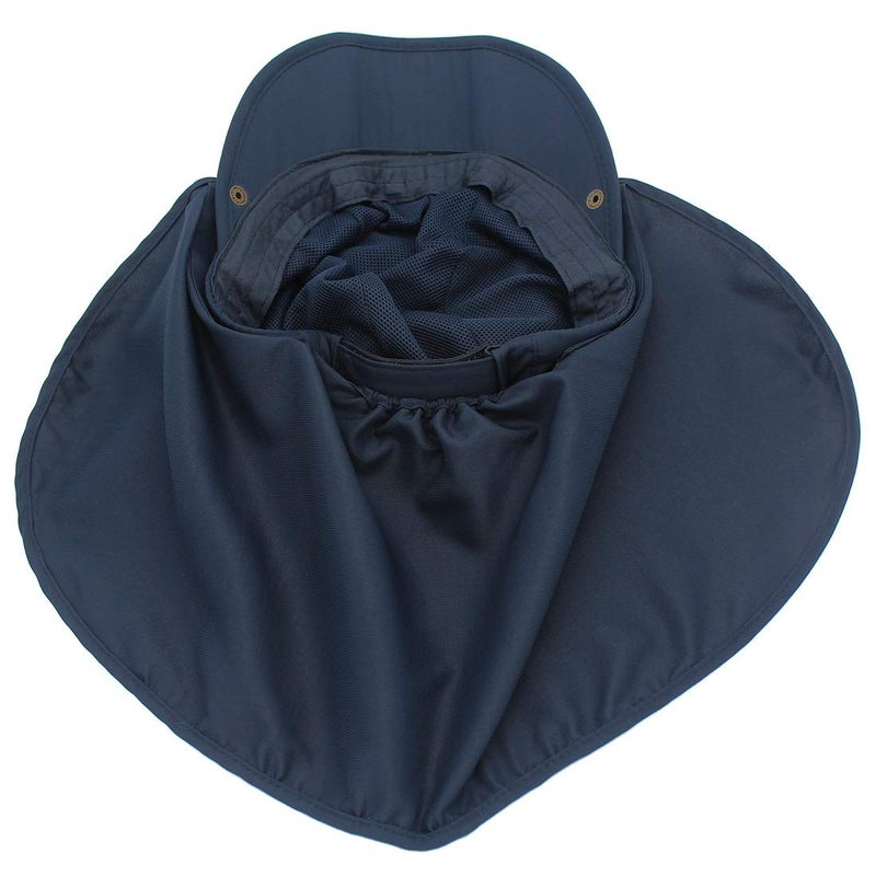 LLmoway Men Sun Caps Flap Hats Quick Dry Breathable Baseball Cap UV Protection Fishing Cap Navy Blue - Image 4